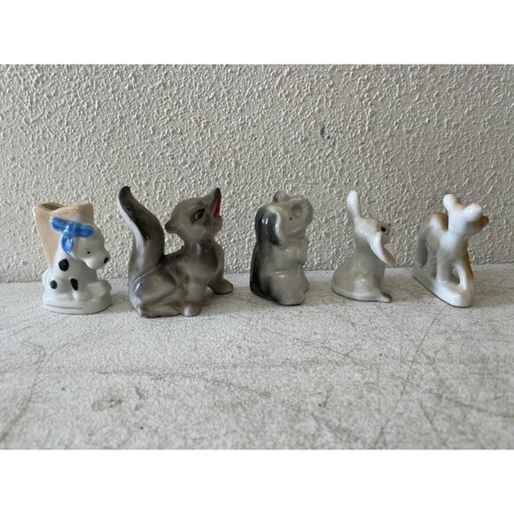 Set Of 5 Vintage Miniature Ceramic Animal Figurines - Cat, Mouse, Rabbit - Picture 9 of 11